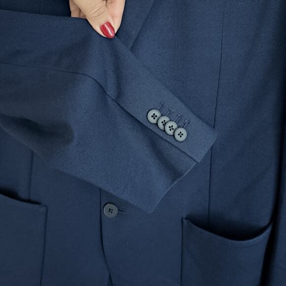 Banana Republic Blazer Men 42R Slim Fit Navy Blue Suit Jacket Sport Coat Stretch - Picture 3 of 16